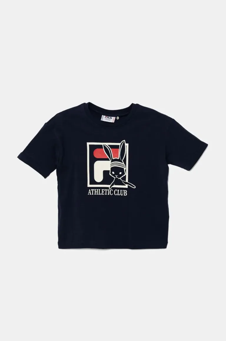 Fila tricou de bumbac pentru copii LIEG culoarea albastru marin