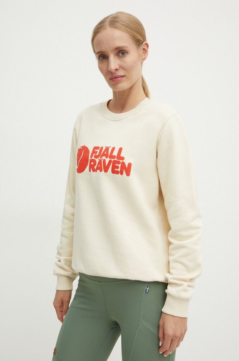 Fjallraven bluză trening Fjällräven Logo culoarea bej