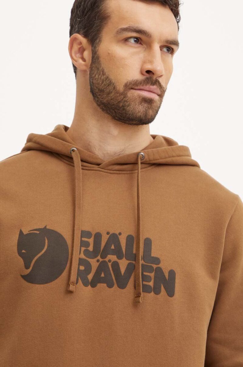 Fjallraven bluză trening Fjällräven Logo culoarea maro