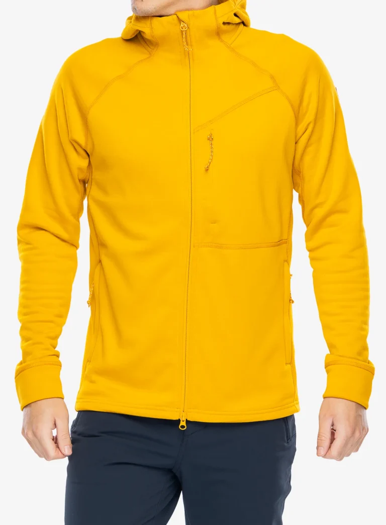 Fleece Fjallraven Abisko Grid Fleece Hoodie - mustard yellow