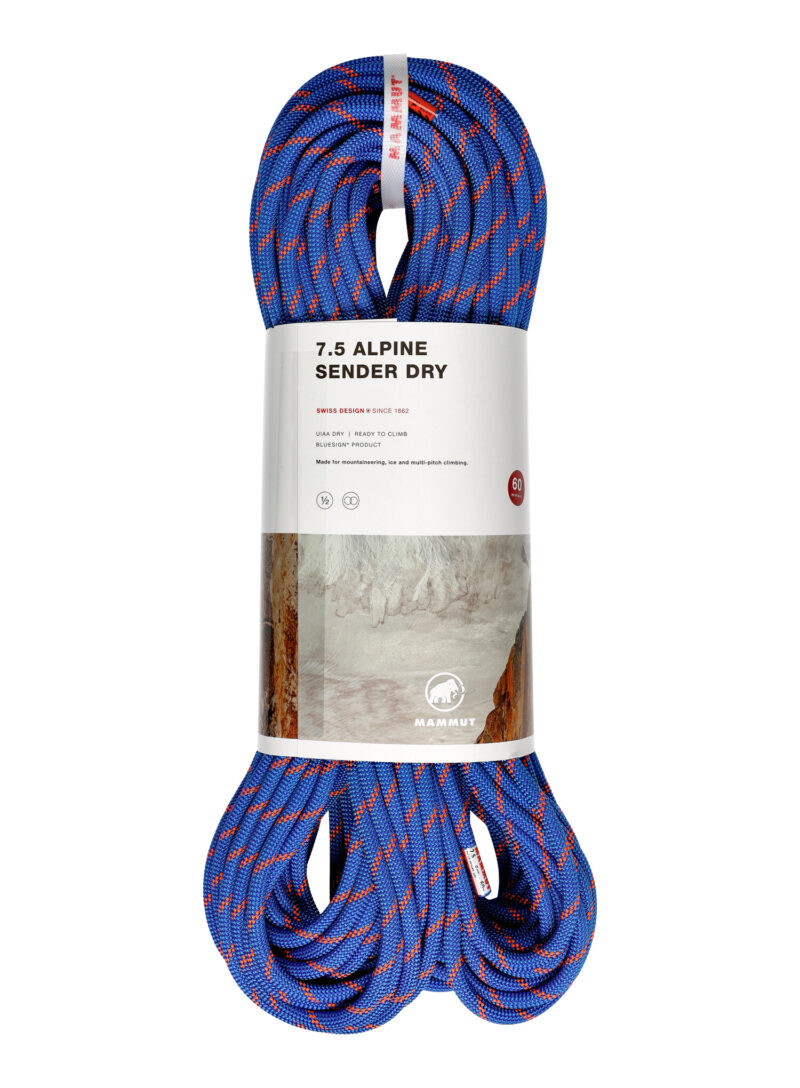 Funie dublă Mammut 7.5 Alpine Sender Dry Rope 60 m - blue/safety orange