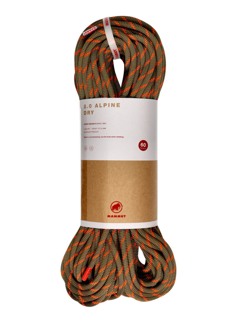 Funie dublă Mammut 8.0 Alpine Dry Rope 60 m - boa/safety orange