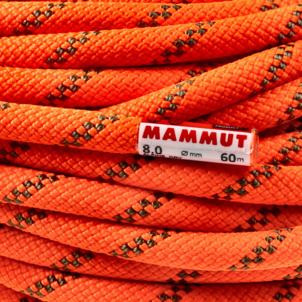 Funie dublă Mammut 8.0 Alpine Dry Rope 60 m - safety orange/boa preţ