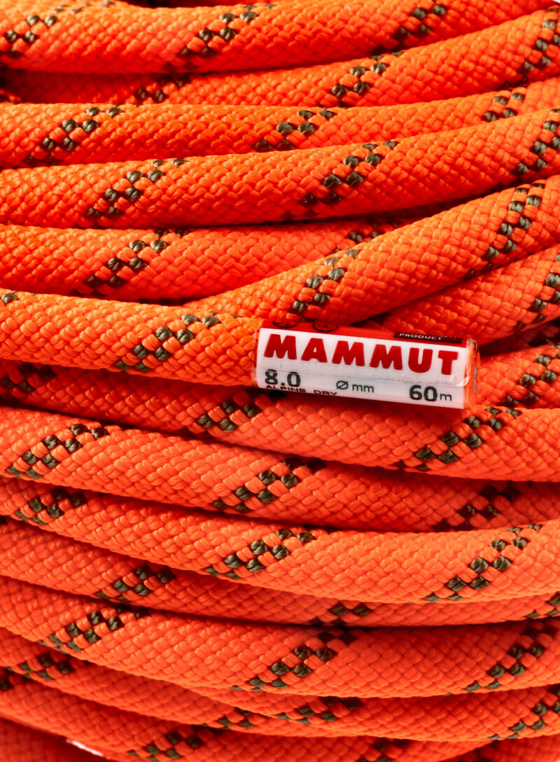 Funie dublă Mammut 8.0 Alpine Dry Rope 60 m - safety orange/boa preţ