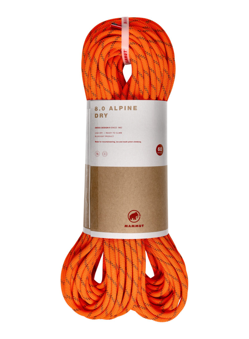 Funie dublă Mammut 8.0 Alpine Dry Rope 60 m - safety orange/boa