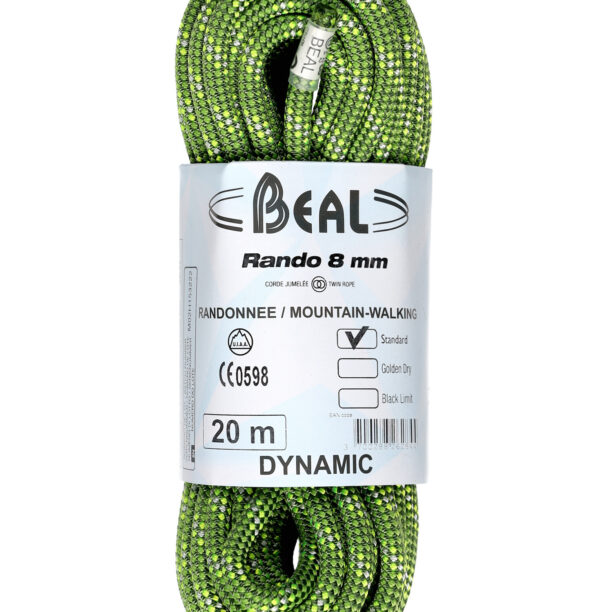 Funie pentru turism Beal Rando 8 mm 20 m - green