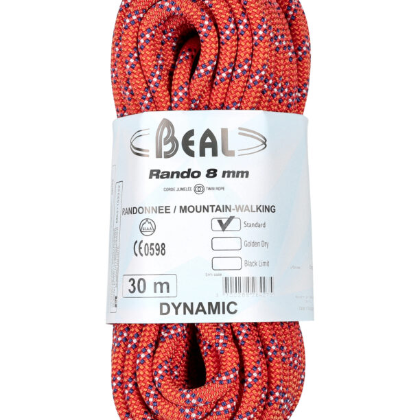 Funie pentru turism Beal Rando 8 mm 30 m - orange