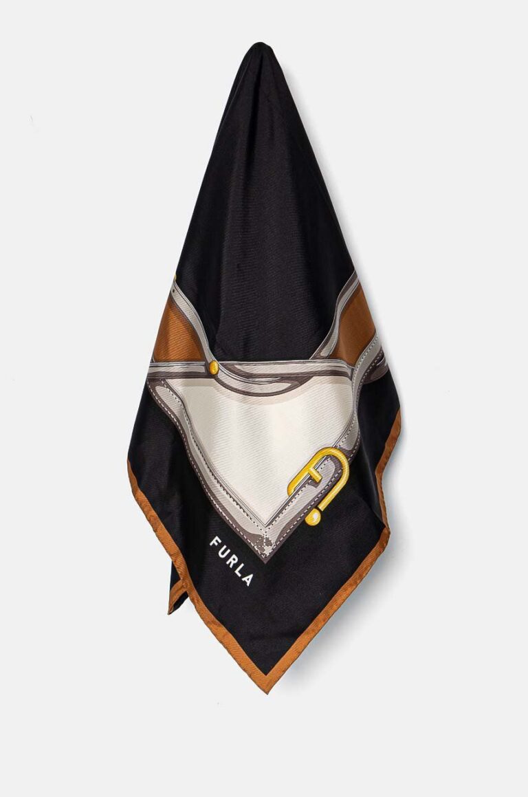 Furla esarfa de matase culoarea negru