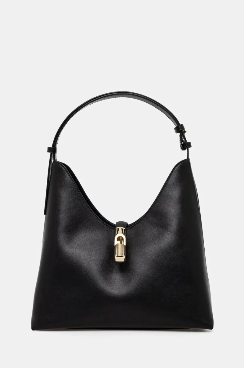 Furla poseta de piele culoarea negru