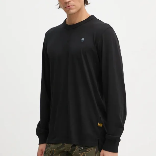 G-Star Raw longsleeve din bumbac culoarea negru