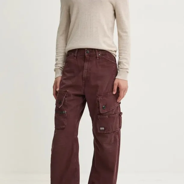 G-Star Raw pantaloni de bumbac culoarea bordo