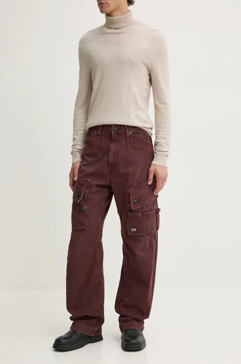 G-Star Raw pantaloni de bumbac culoarea bordo