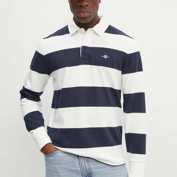 Gant longsleeve din bumbac culoarea albastru marin