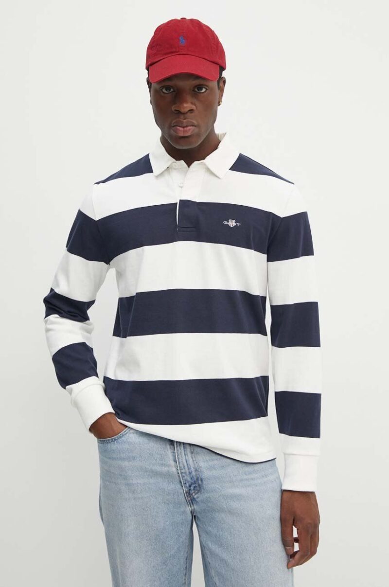 Gant longsleeve din bumbac culoarea albastru marin