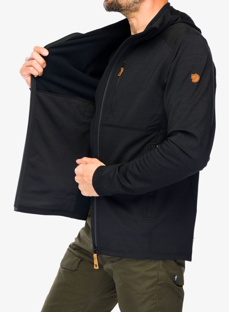 Geaca Fjallraven Keb Fleece Hoodie - black - imagine 6