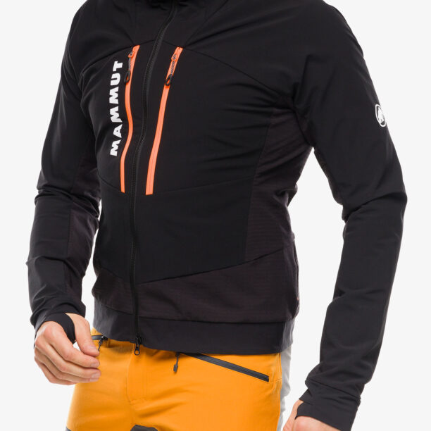 Geaca Softshell Mammut Aenergy SO Hybrid Hooded Jacket - black/vibrant orange