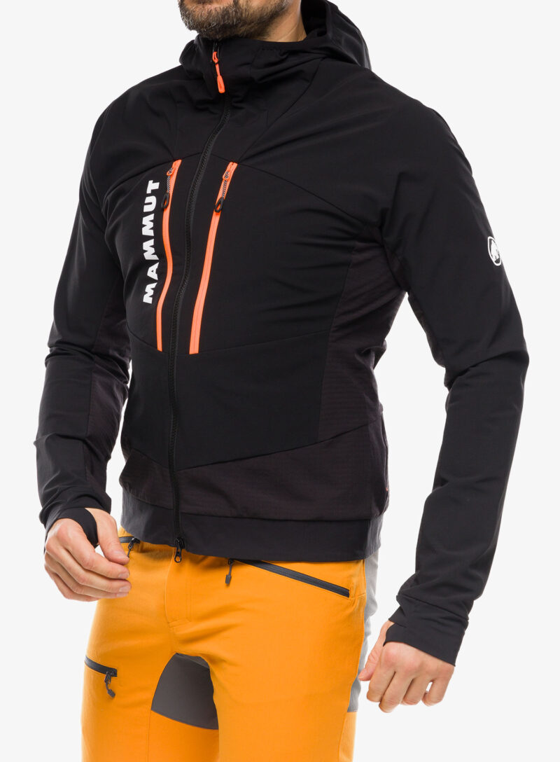 Geaca Softshell Mammut Aenergy SO Hybrid Hooded Jacket - black/vibrant orange