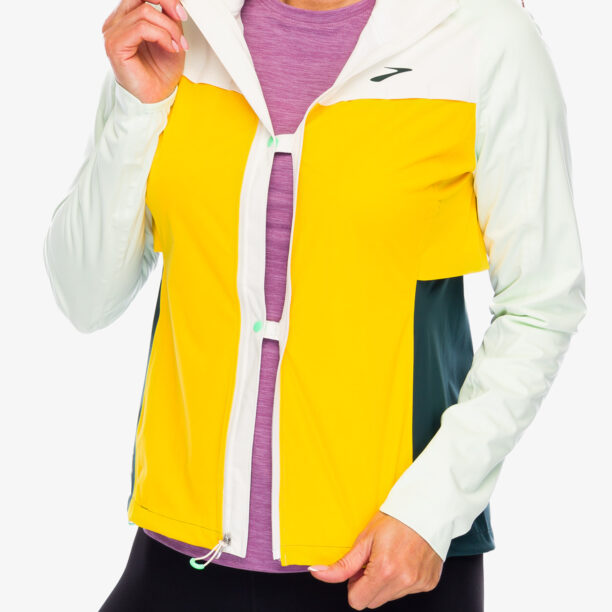 Original Geaca de ploaie femei Brooks High Point Waterproof Jacket - lemon/ecru/green