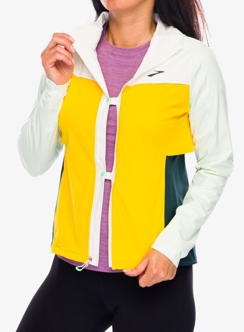 Original Geaca de ploaie femei Brooks High Point Waterproof Jacket - lemon/ecru/green