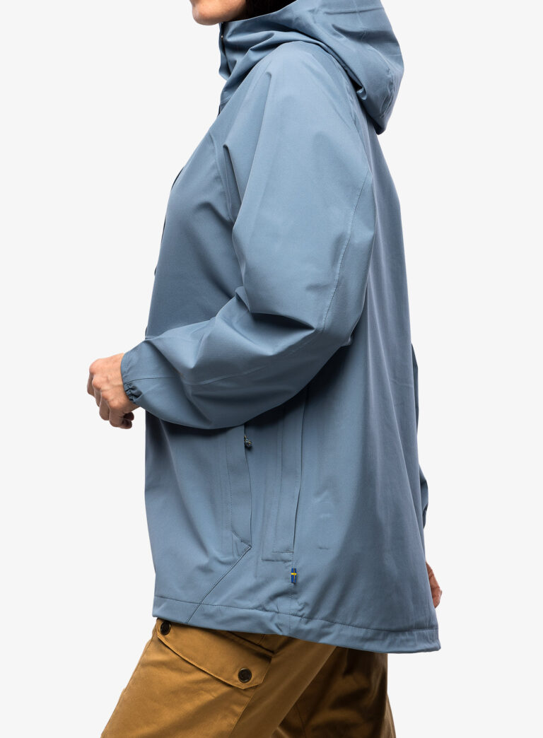 Original Geaca de ploaie femei Fjallraven Vardag Hydratic Anorak - dawn blue