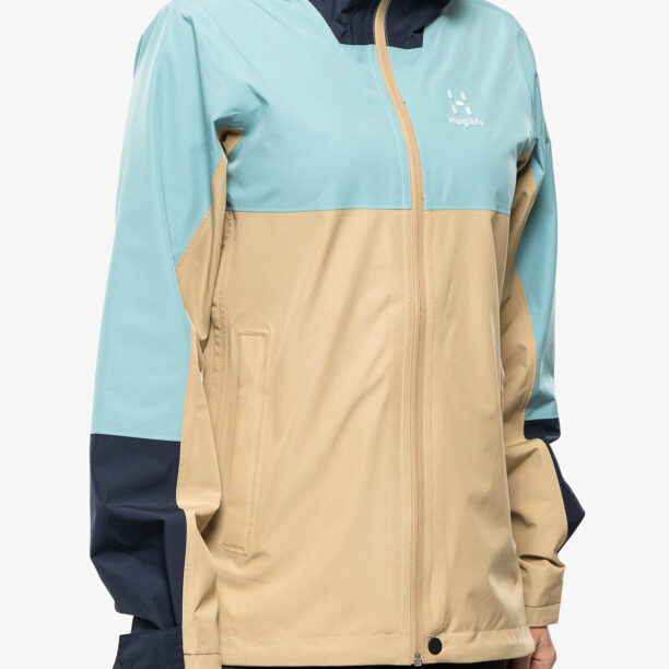 Geaca de ploaie femei Haglofs Finch Proof Jacket - sand/frost blue