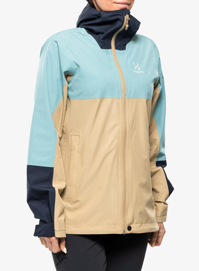 Geaca de ploaie femei Haglofs Finch Proof Jacket - sand/frost blue