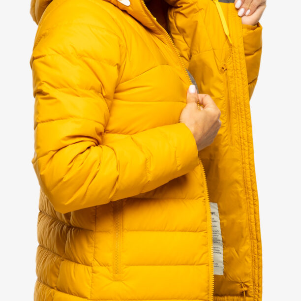 Original Geaca femei Fjallraven Expedition Pack Down Hoodie - mustard yellow