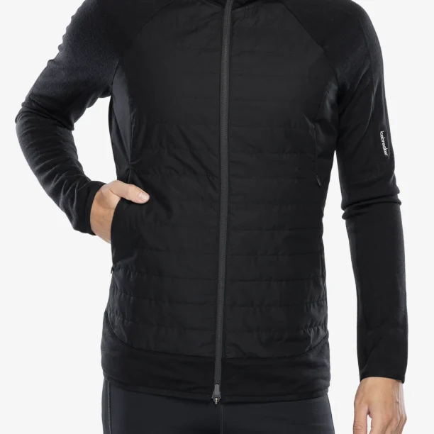 Cumpăra Geaca hibridă Icebreaker Merino Quantum Hybrid LS Zip Hoodie - black