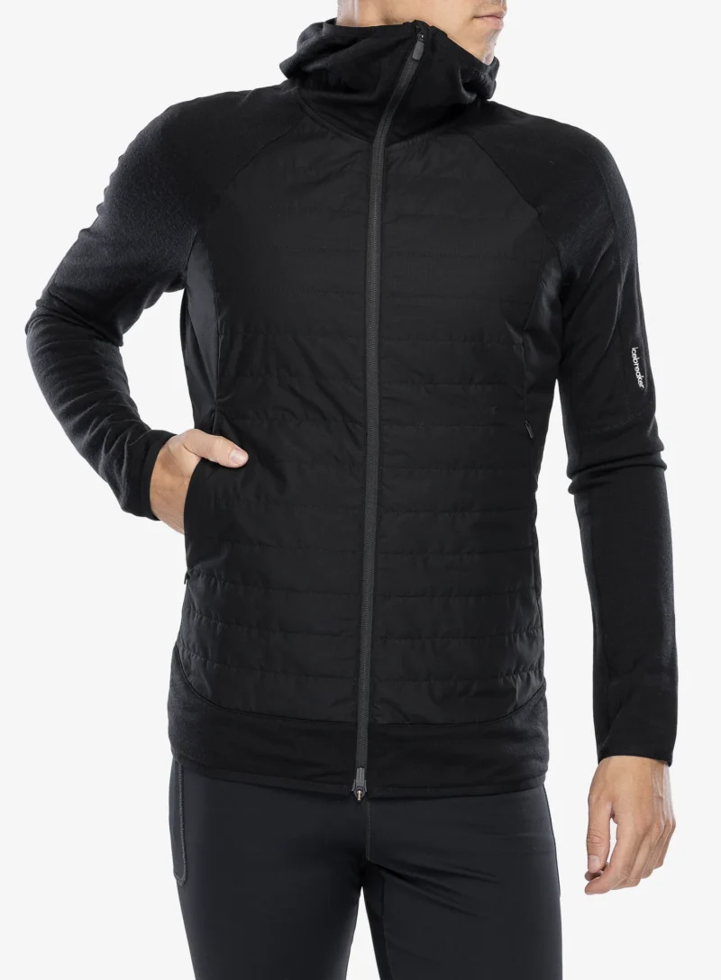 Cumpăra Geaca hibridă Icebreaker Merino Quantum Hybrid LS Zip Hoodie - black