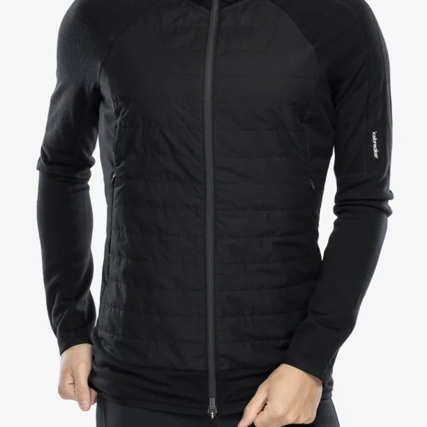 Geaca hibridă Icebreaker Merino Quantum Hybrid LS Zip Hoodie - black