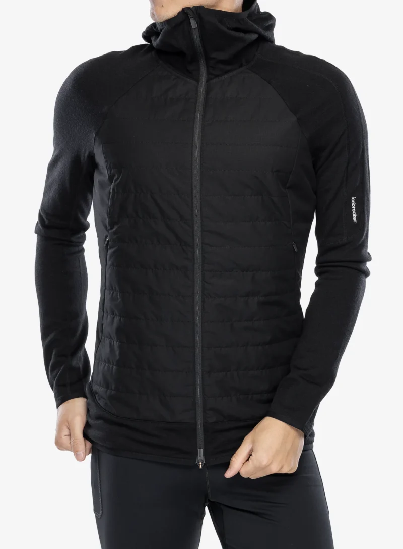 Geaca hibridă Icebreaker Merino Quantum Hybrid LS Zip Hoodie - black