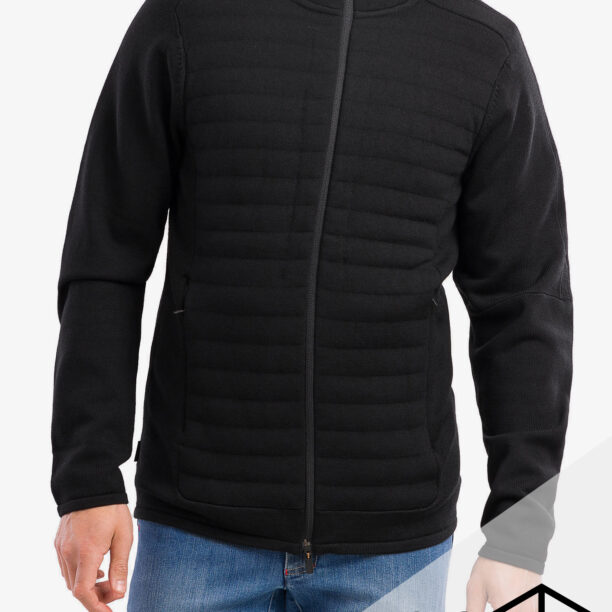 Geaca hibridă Icebreaker ZoneKnit LS Zip Hood - black