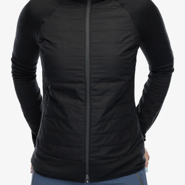 Geaca hibridă femei Icebreaker Merino Quantum Hybrid LS Zip Hoodie - black