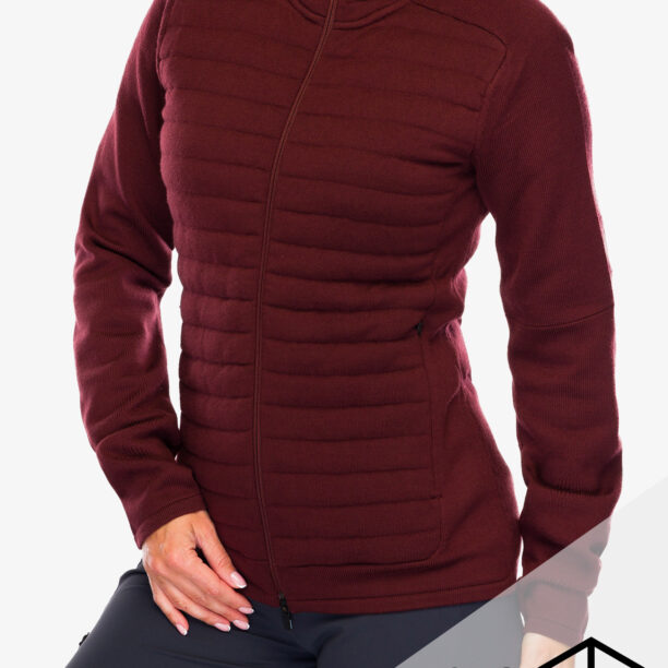 Geaca hibridă femei Icebreaker ZoneKnit LS Zip Hoodie - espresso