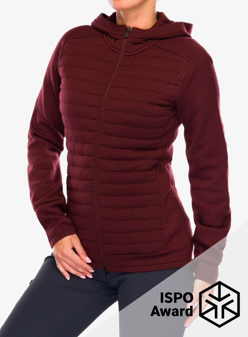 Geaca hibridă femei Icebreaker ZoneKnit LS Zip Hoodie - espresso