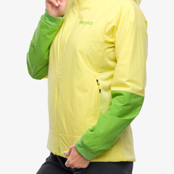 Original Geaca hibridă femei Marmot Novus LT Hybrid Hoody - light yellow/kiwi