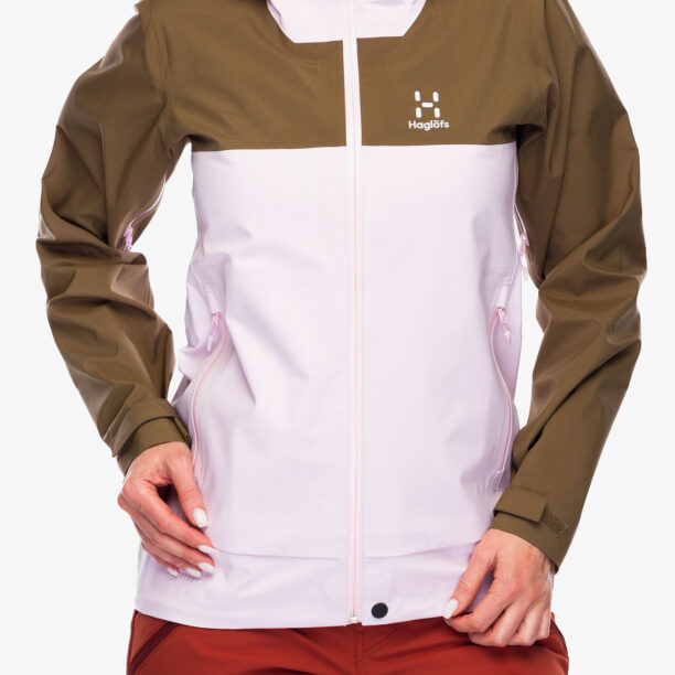 Geaca impermeabila femei Haglofs Front Proof Jacket - fresh pink/teak brown