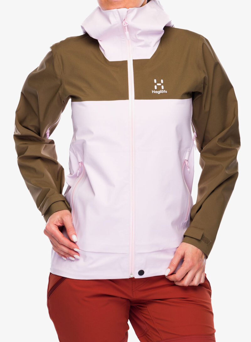 Geaca impermeabila femei Haglofs Front Proof Jacket - fresh pink/teak brown