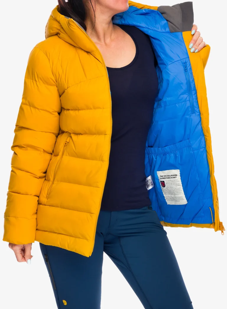 Preţ Geaca izolată pentru femei Fjallraven Expedition Mid Winter Jacket - mustard yellow/un blue