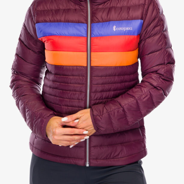 Geaca matlasata femei Cotopaxi Fuego Down Hooded Jacket - wine stripes