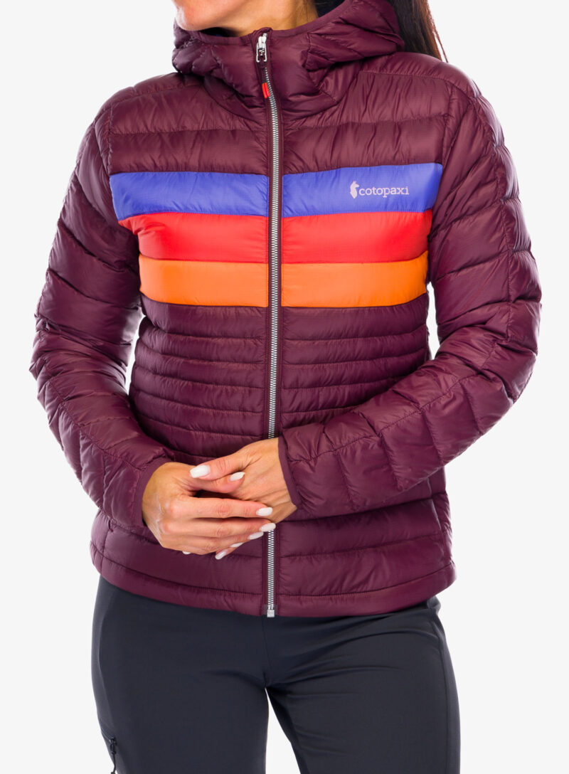 Geaca matlasata femei Cotopaxi Fuego Down Hooded Jacket - wine stripes