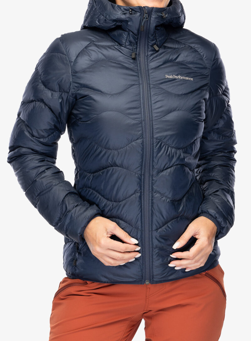 Geaca matlasata femei Peak Performance Helium Down Hood Jacket - blue shadow/shadow