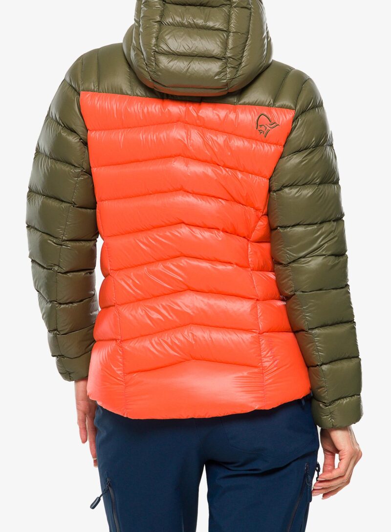 Geaca schi de tura femei Norrona Lyngen Down850 Hood - olive night/orange alert preţ