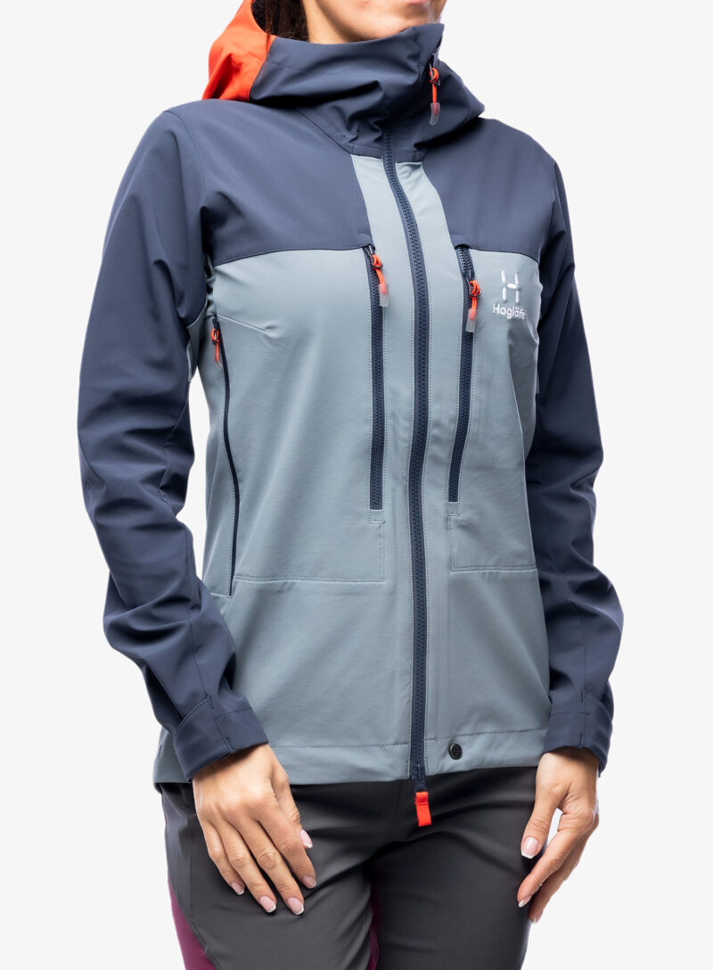 Geaca softshell femei Haglofs Roc Sight Softshell Jacket - steel blue/tarn blue