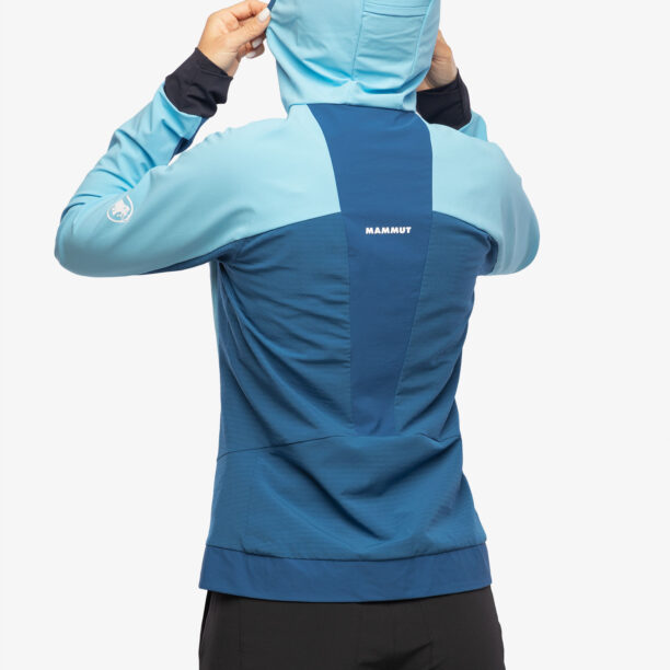 Original Geaca softshell femei Mammut Aenergy SO Hybrid Hooded Jacket - cool blue/deep ice