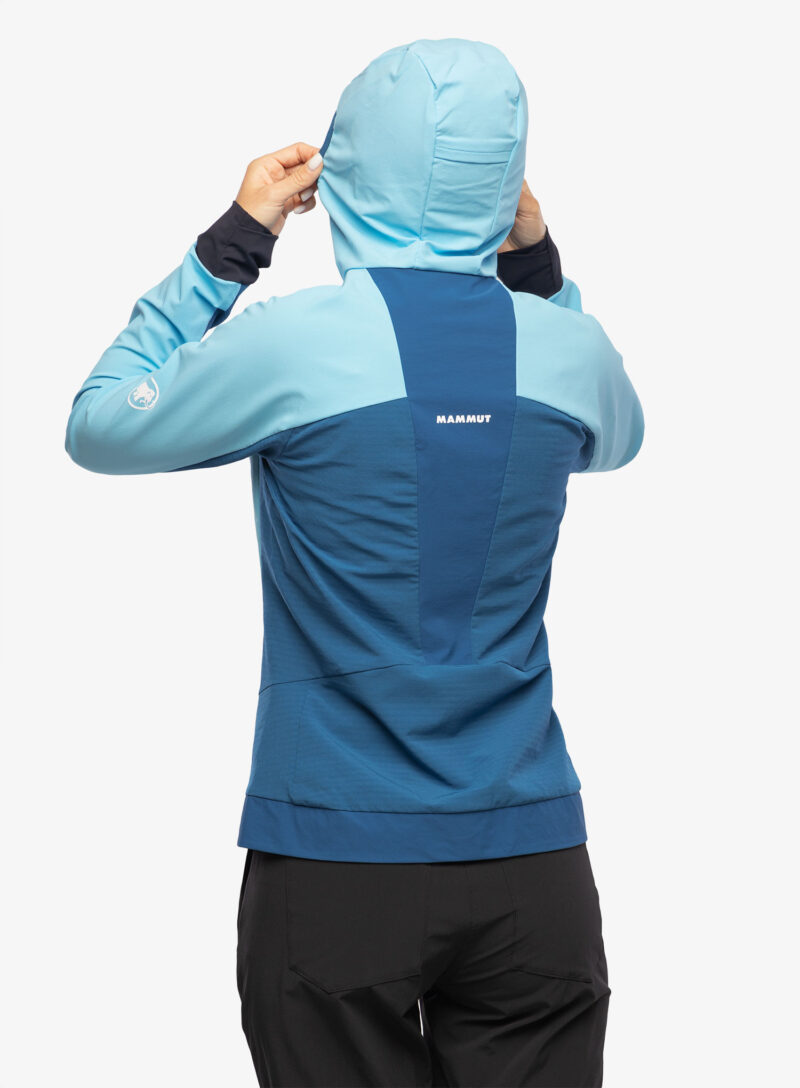 Original Geaca softshell femei Mammut Aenergy SO Hybrid Hooded Jacket - cool blue/deep ice