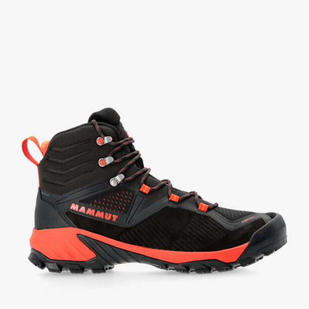 Ghete trekking barbati Mammut Sapuen High GTX - black/hot red