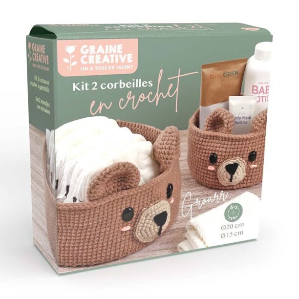 Graine Creative set de coșuri de croșetat diy Bear Motif 2-pack