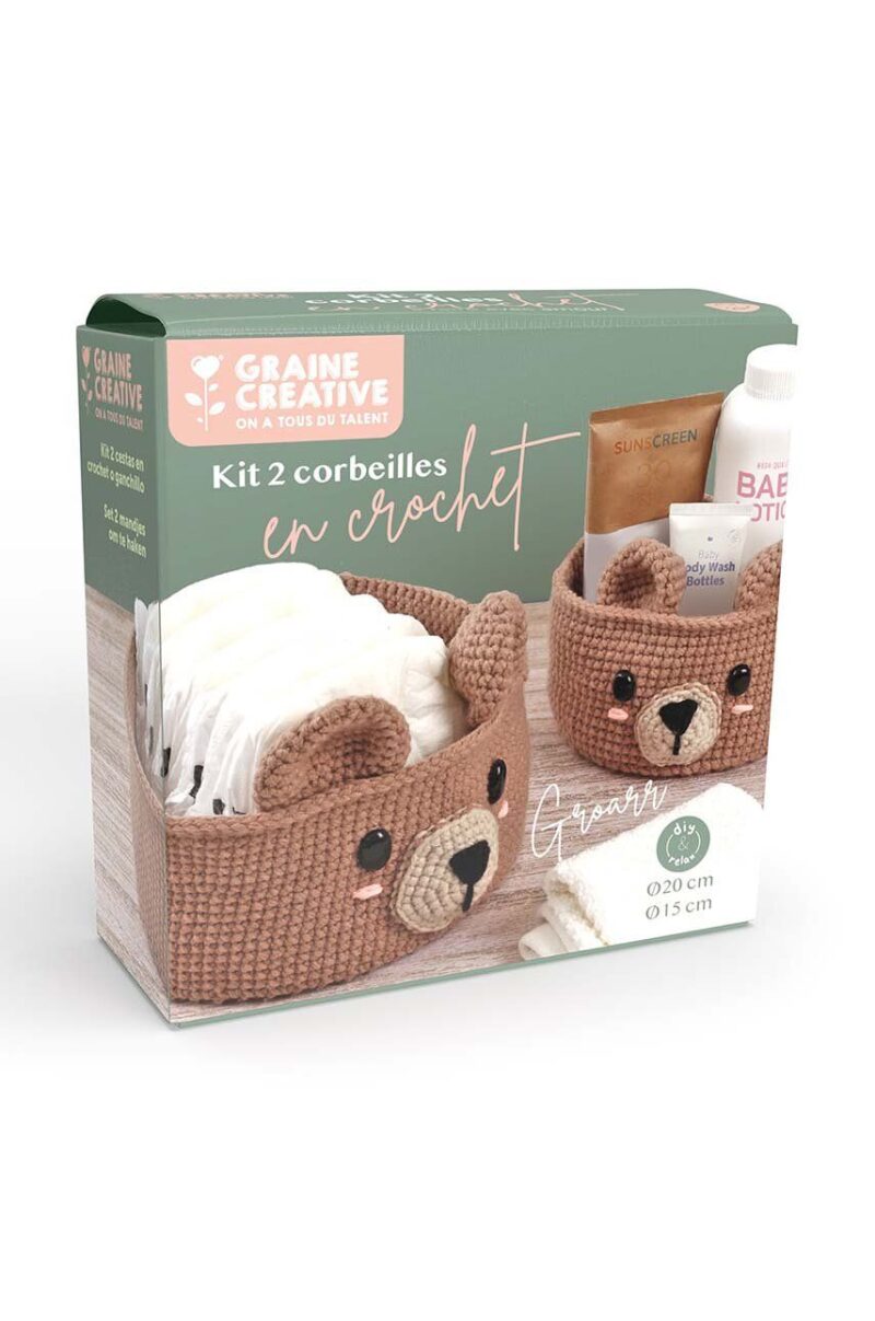 Graine Creative set de coșuri de croșetat diy Bear Motif 2-pack