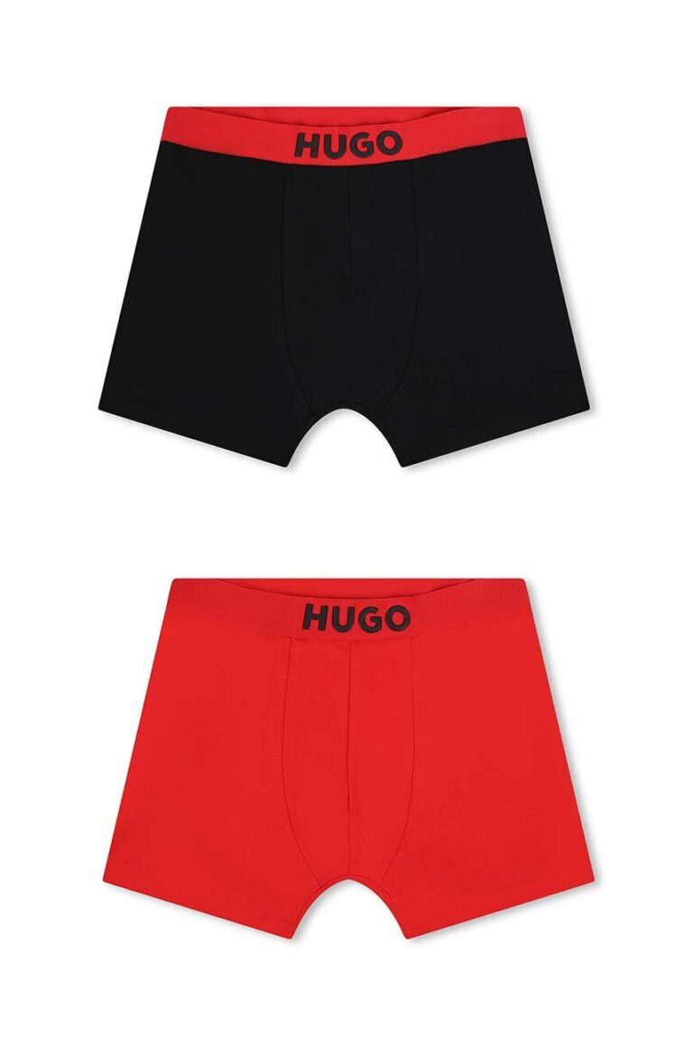 HUGO boxeri copii 2-pack culoarea negru